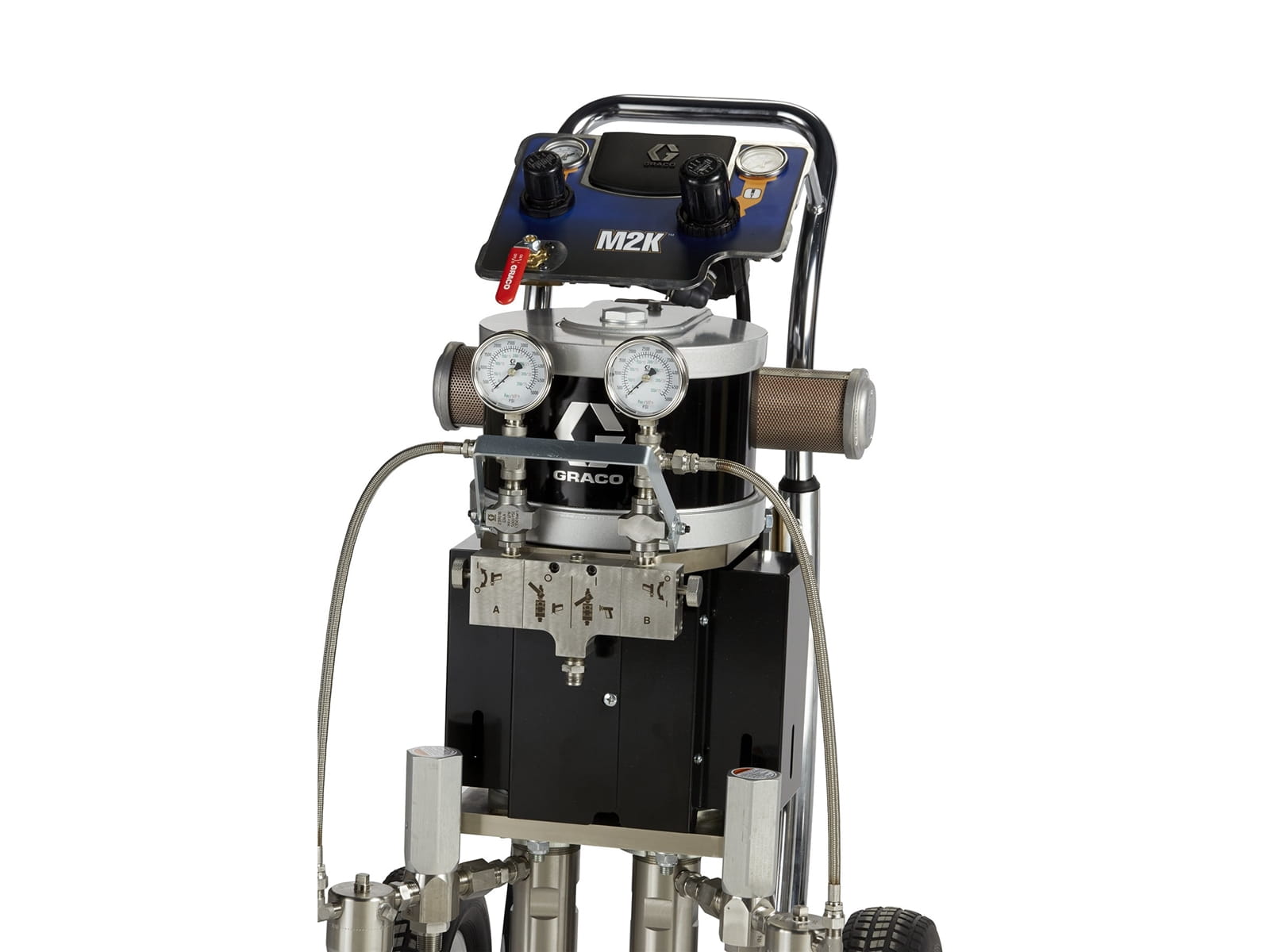 Mechanical 3:1 M2K air spray metering unit, chassis-mounted, with AirPro gun and standard mixing block
