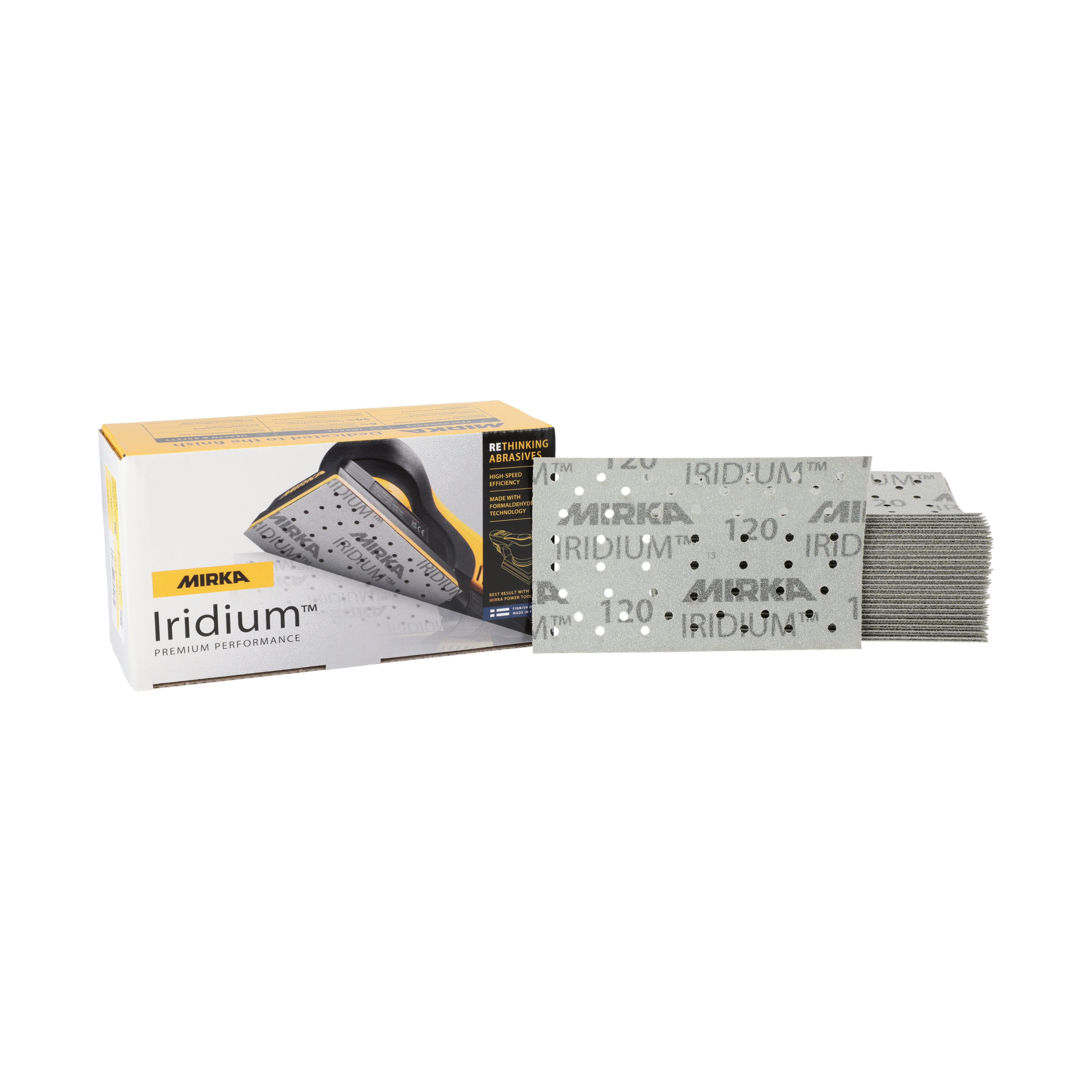 Mirka Iridium™ 81 x 133 mm Grip 54-Loch – Körnung: 80 · Packungsgröße: x50 Stück – 2I6B105080