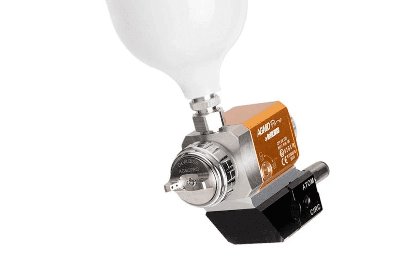DeVilbiss AGMDPROG-TE20-14 – AGMD Pro Fließbecherpistole mit Edelstahl Düse, Farbnadel und Luftkappe– Luftkappe: TE20, Düse: 1.4 mm, Zuführung: Gravity (Fließbecher)