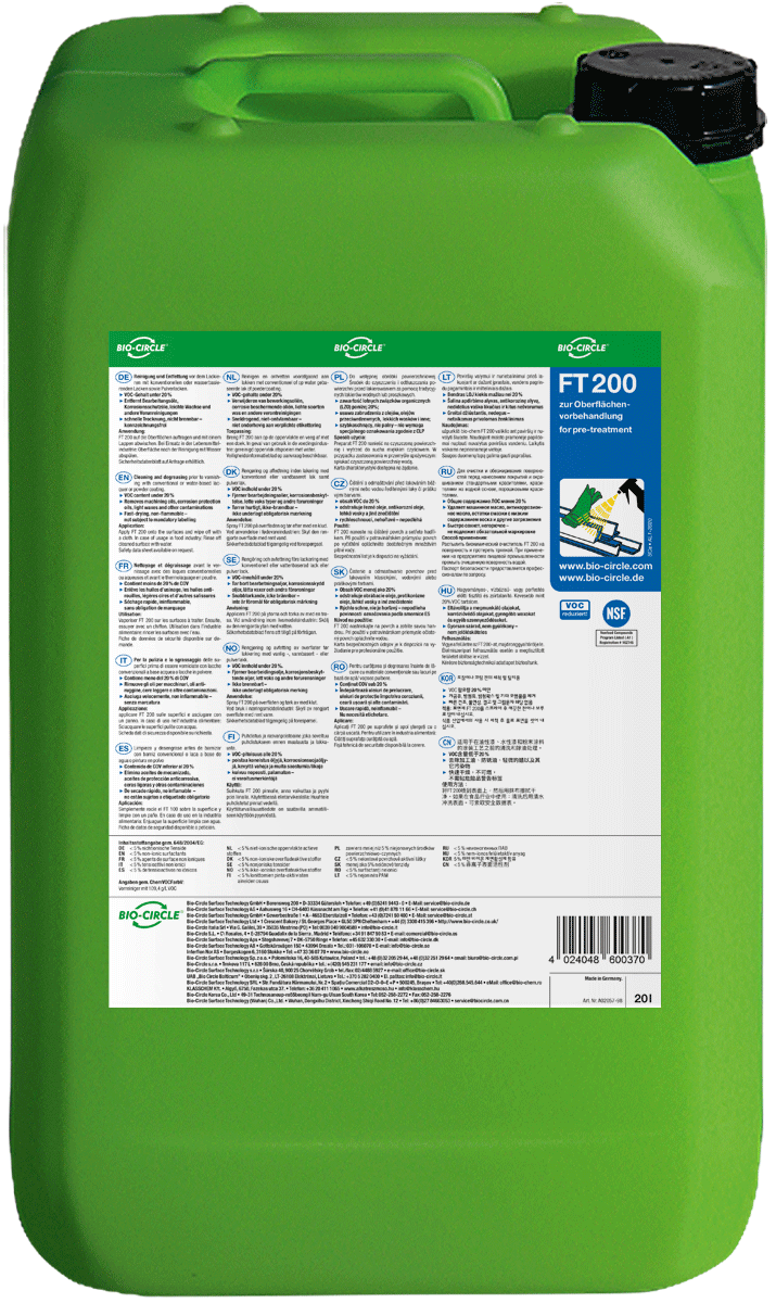 BIO-CIRCLE FT 200 Oberflächenreiniger – 20 L Kunststoff-Kanister