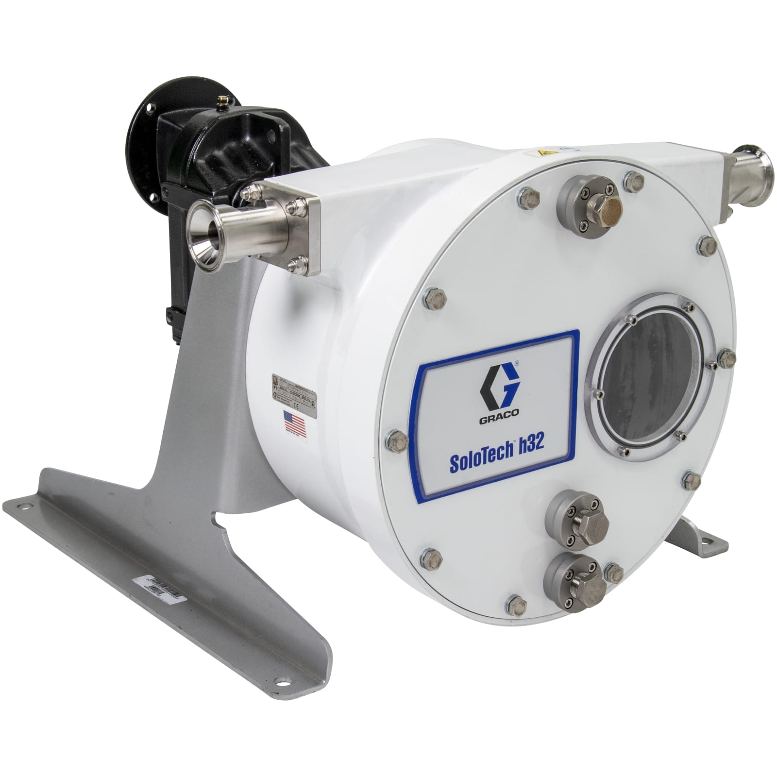 Schlauchquetschpumpe SoloTech h32, mitteldrehzahliges Vorgelege, kein Motor, IEC, FDA-Nitrilschlauch, Edelstahl-SanitГ¤ranschlussstГјck