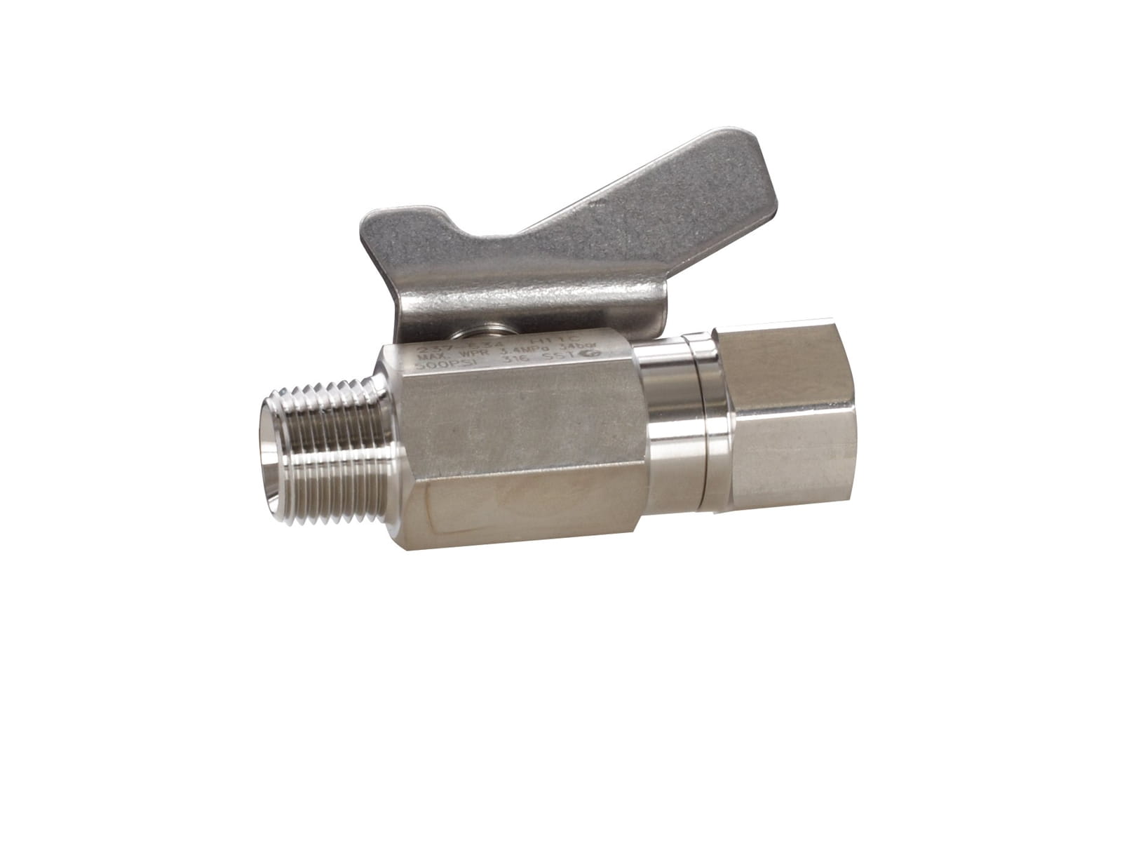 Dieses Niederdruck-Kugelventil eignet sich für Materialien auf Edelstahl-, Katalysator- und Wasserbasis, 3/8 Zoll npt(I) x 3/8 Zoll npt(A)