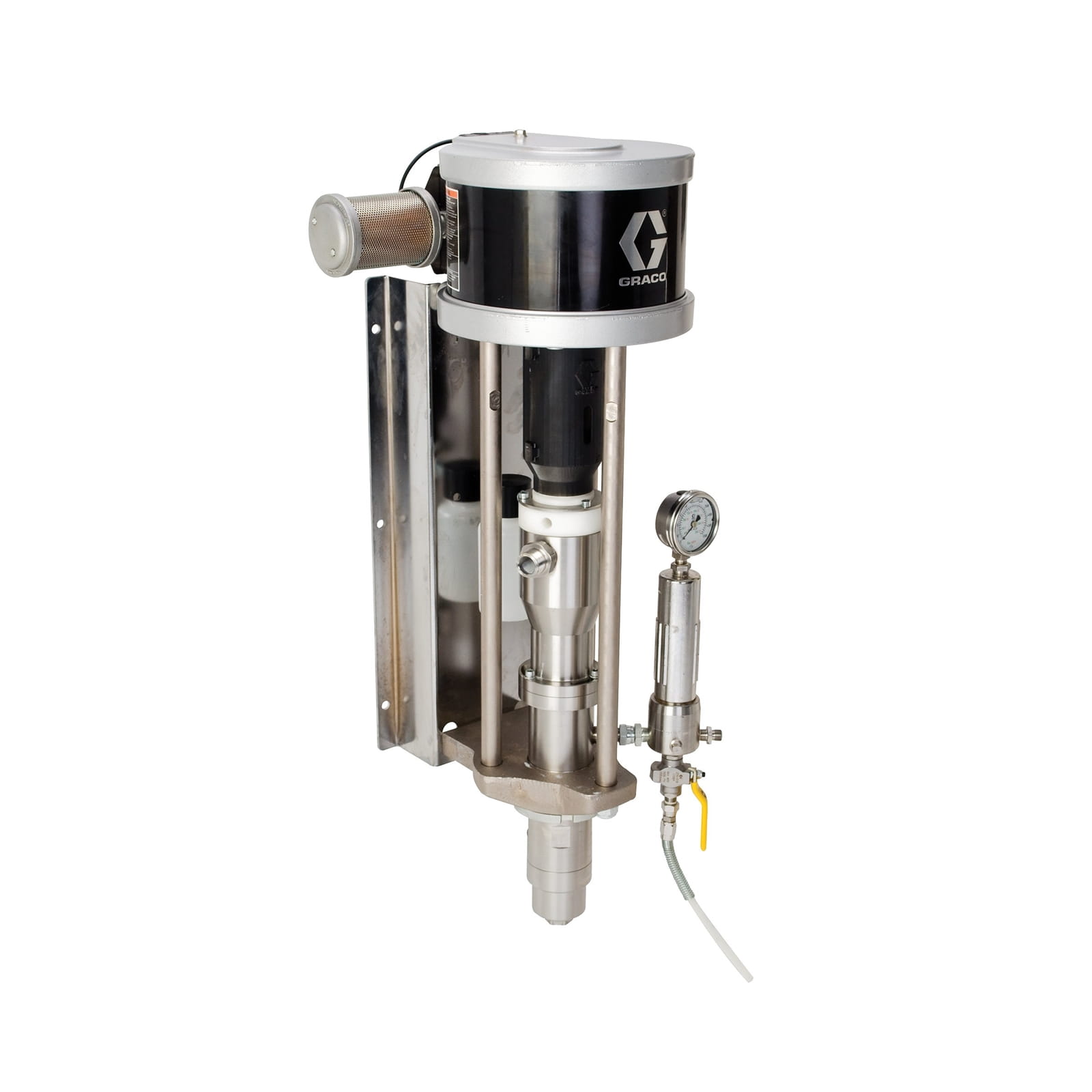 Mercury bellows model, complete pump unit with 35:1 ratio and V-seal, wall-mounted, material filter