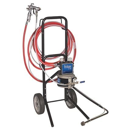 Sistema di spruzzatura Triton in acciaio inossidabile, telaio, sistema di aspirazione, tubi flessibili per aria e materiale, pistola AirPro convenzionale, ugello da 1,4 mm (0,055 pollici) per applicazioni a base acquosa