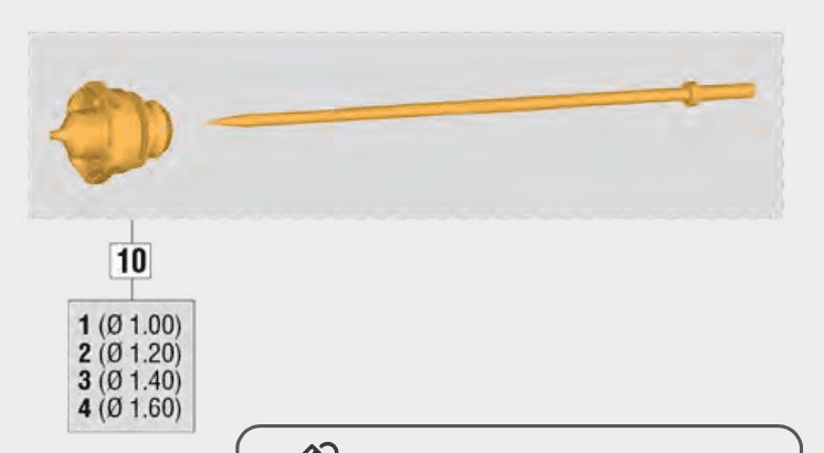 Elcometer Sagola 3300 GTO: 1,20 mm Edelstahl-Nadel- und Düsen-Kit