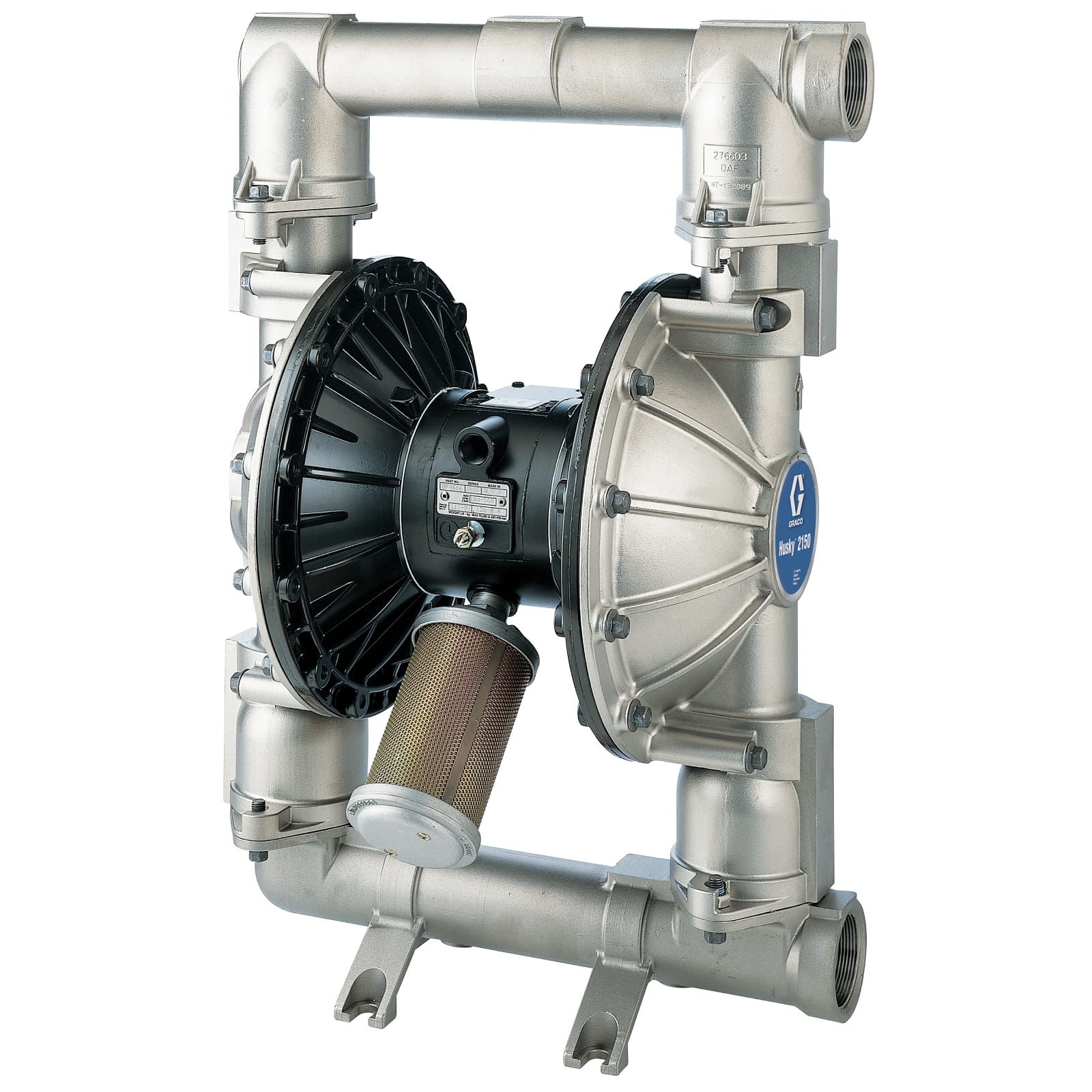 Husky 2150 SS 51 mm (2") BSP-Standardpumpe, AL-Mittelgehäuse, PP-Sitze, PTFE-Kugeln und PTFE-Membrane