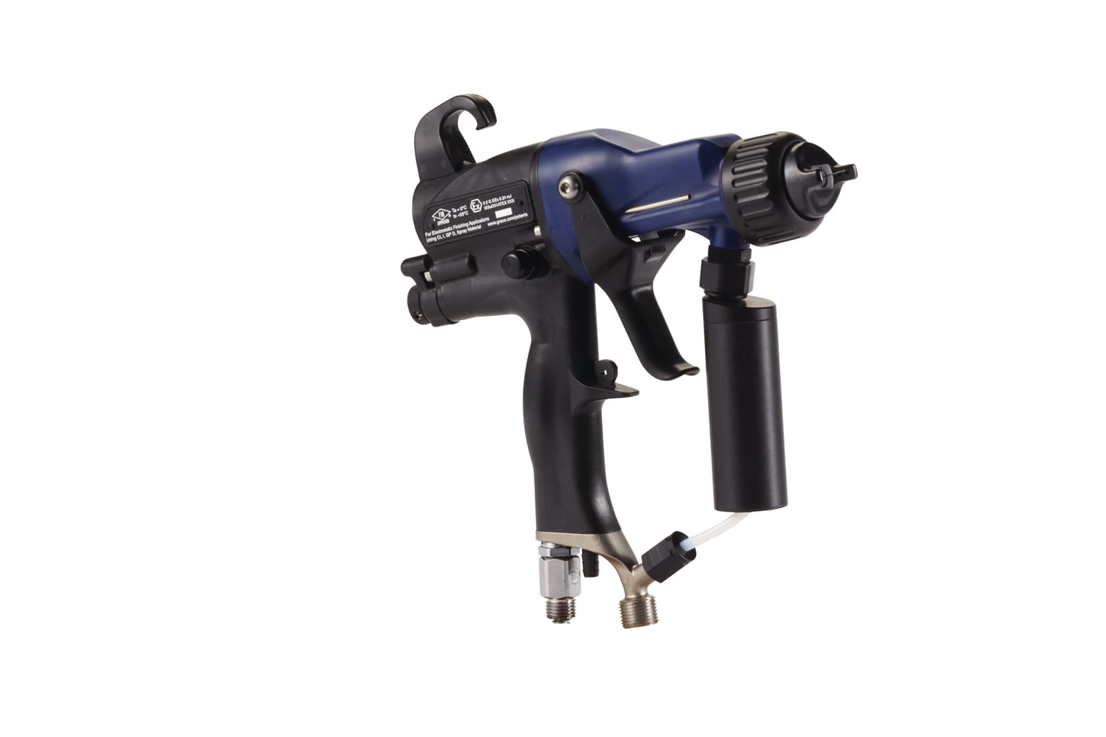 Manuelle elektrostatische Luftspritzpistole Pro Xp40, 40-kV-Booster, Standard-Display, 1,5-mm-Düse (0,055 Zoll) für verschleißintensive Anwendungen, Schlauch für Materialien mit hoher Leitfähigkeit