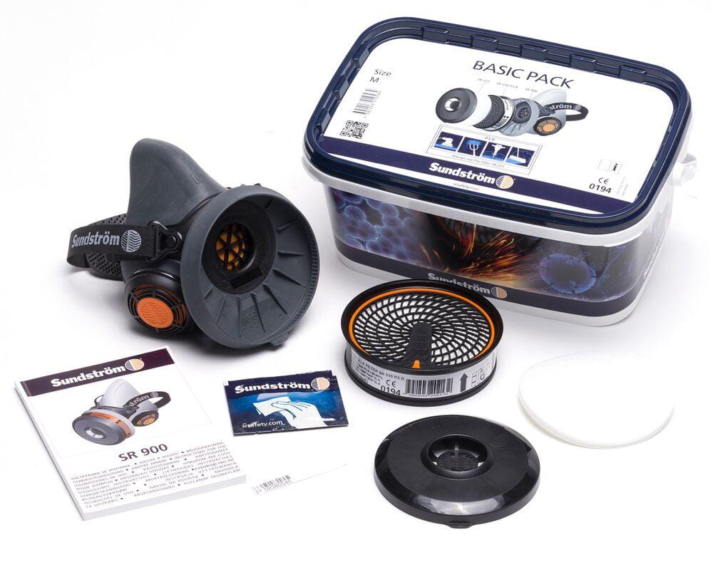Sundström SR 900 Basic Pack Atemschutz-Set mit Halbmaske M, P3 Partikelfilter, Vorfilter und Zubehör