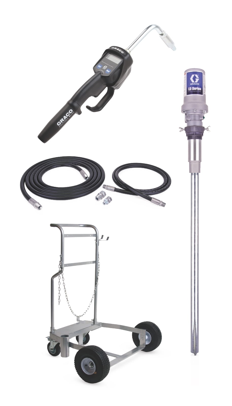 Sistema mobile di pompaggio olio CE 5:1 con serbatoio da 200 litri (55 galloni) della serie LD t - Misuratore manuale