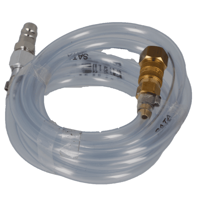 SATA PVC-Luftschlauch, durchsichtig, 2 m lang mit Mini-Schnellkupplung, Nippel mit G 1/4" (Innengewinde) und Schnellkupplungsnippel [für SATAminijet 4400 B, minijet 3000 B und jet 20 B]