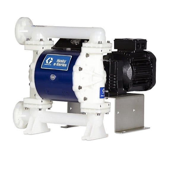 Bomba Husky 1050 PP, compresor de 120 V, motor de CA, brida final, carcasa central de acero inoxidable, asientos SP, bolas SP y membrana SP.