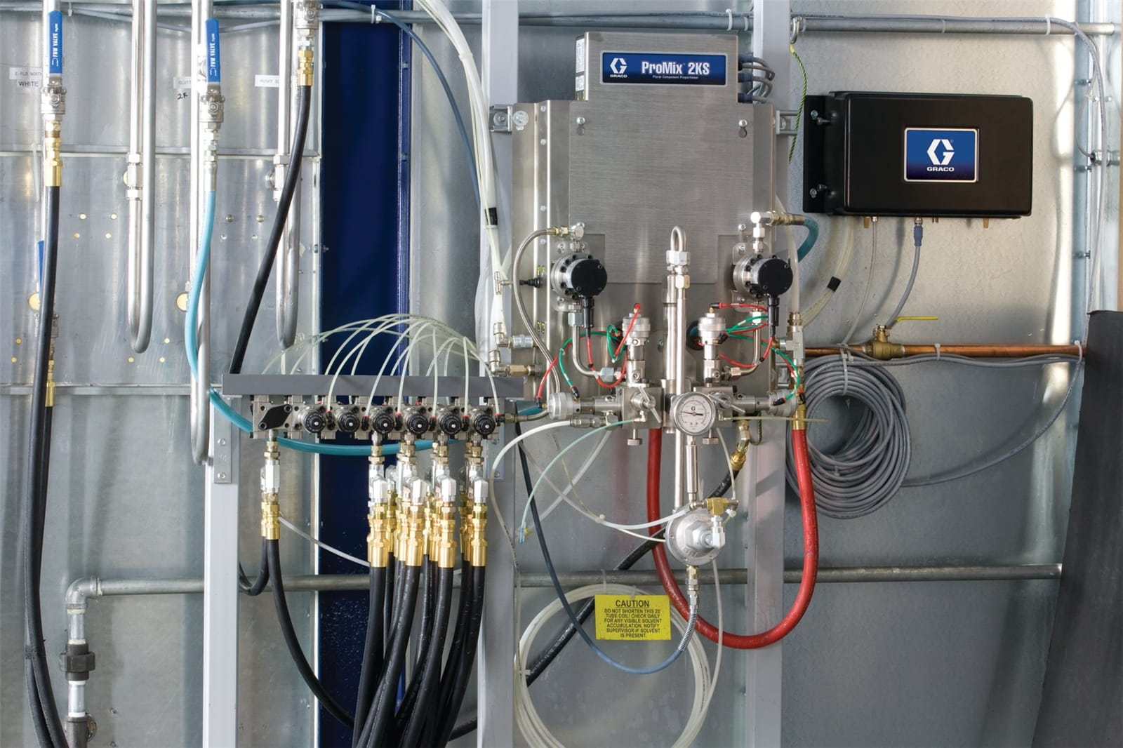 Manuelles ProMix-2KS-Panel für die Wandmontage, EasyKey, Dosiergerät G3000 A & B, 7 Farben LP, 4 Katalysatoren (Hochdruck) und 2 Luftstromschalter mit 2 Pistolenspülkästen