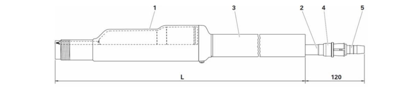 2 | Gema Pulverrohr komplett (inkl. Pos. 4)- OptiGun GA02-X - 650 L= 710mm