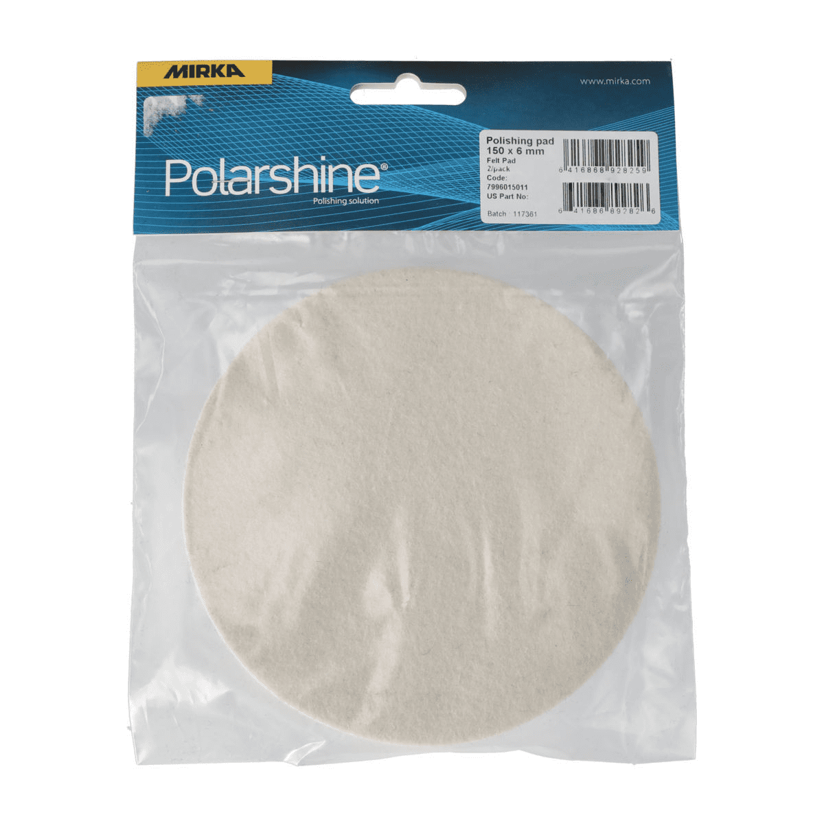 Mirka - Zubehör | Zubehör für Finish | Polierfilz Pad Weiß Ø 150 mm Grip