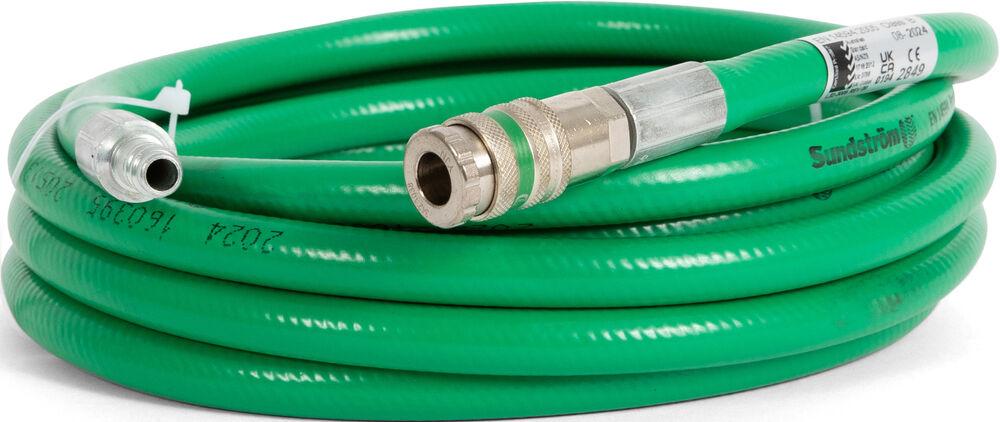 Sundström SR 358 Airline Druckluftschlauch 10 m für Atemschutzsysteme mit Sicherheitskupplung und hoher Chemikalienbeständigkeit