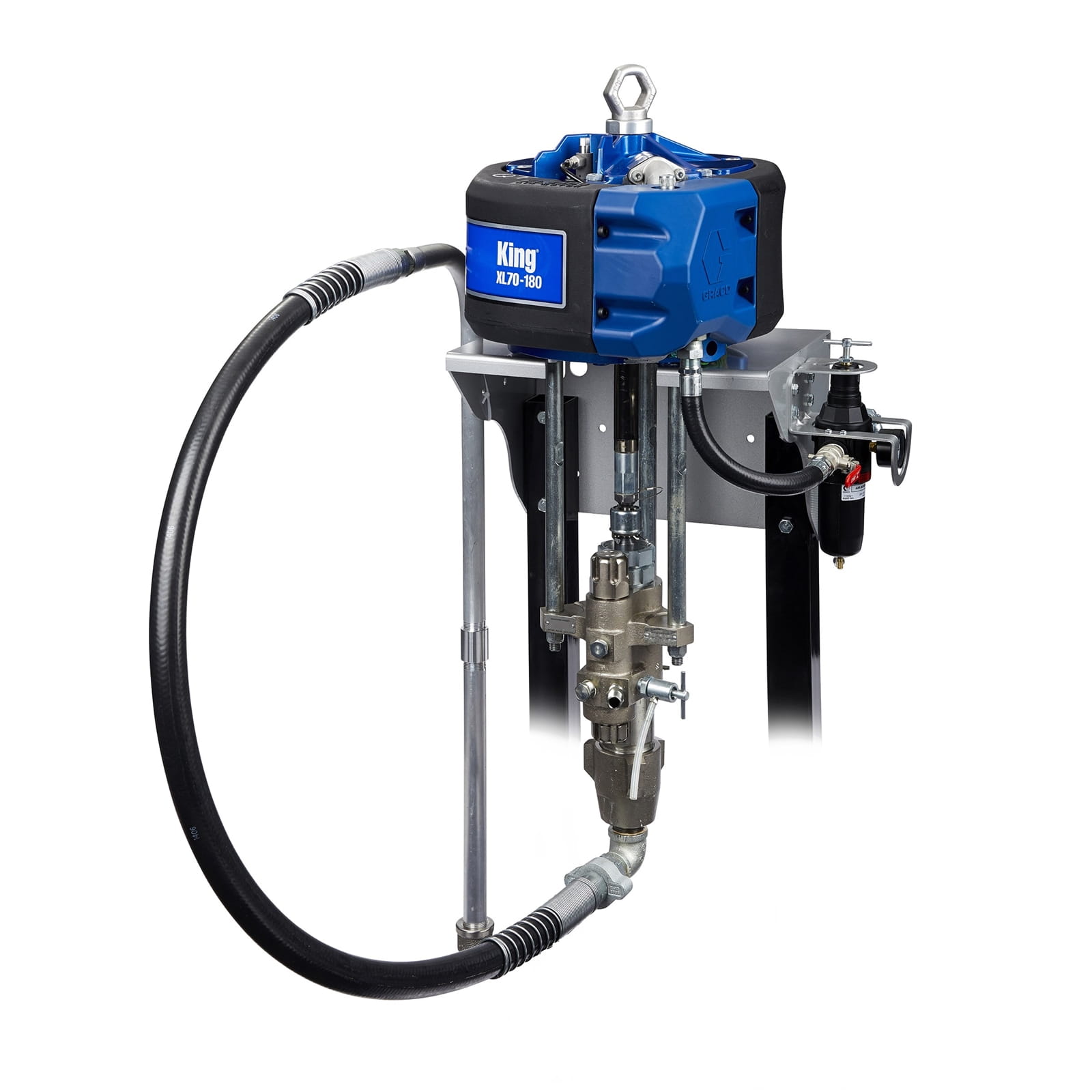 King 30:1 sprayer, integrated filter, wall mounting, air regulator, suction pipe set