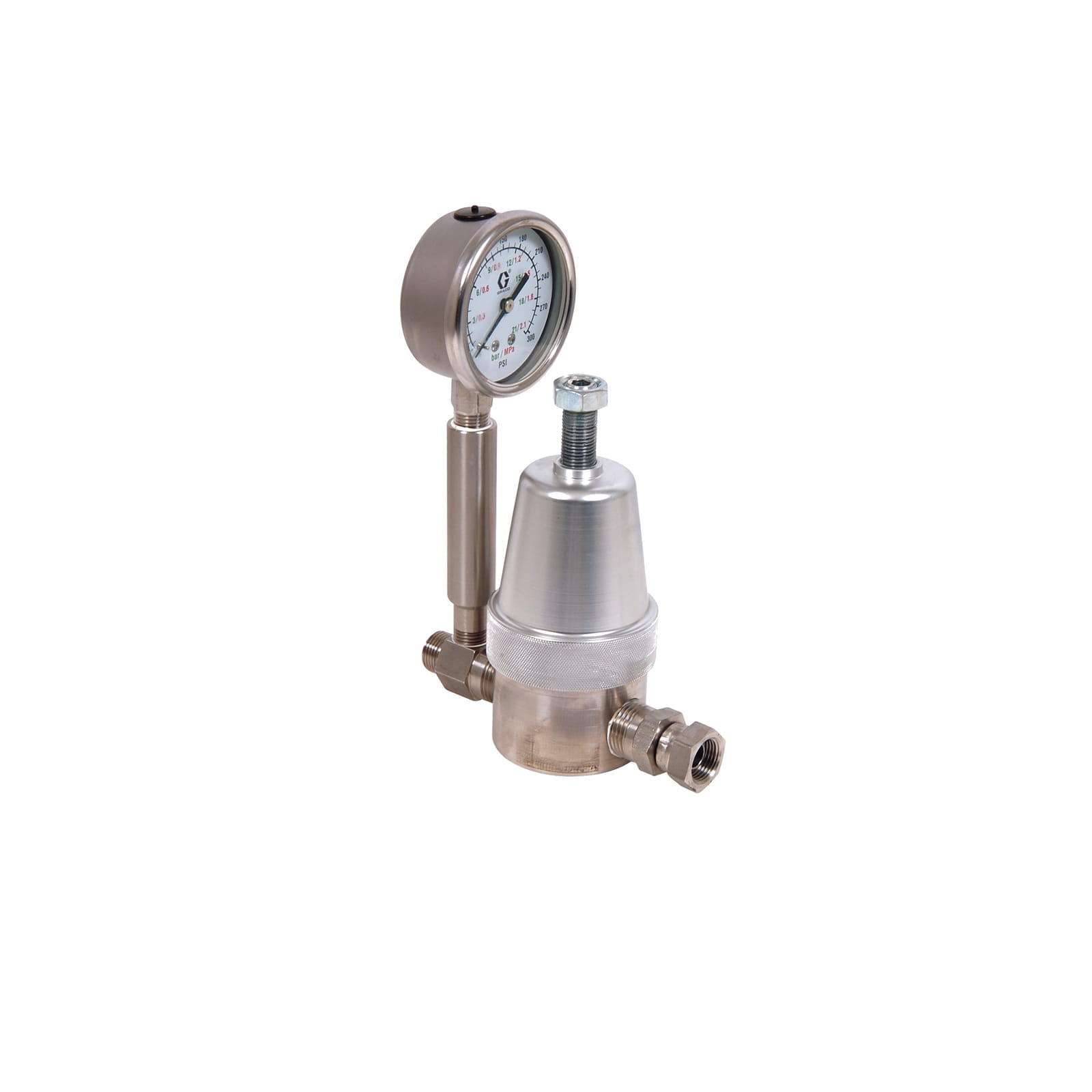 Gegendruckregler, Low Pressure Mini, max. 180 psi, Kohlenstoffstahl, manuell, 3/8 (m) x 3/8 (f), mit Manometer