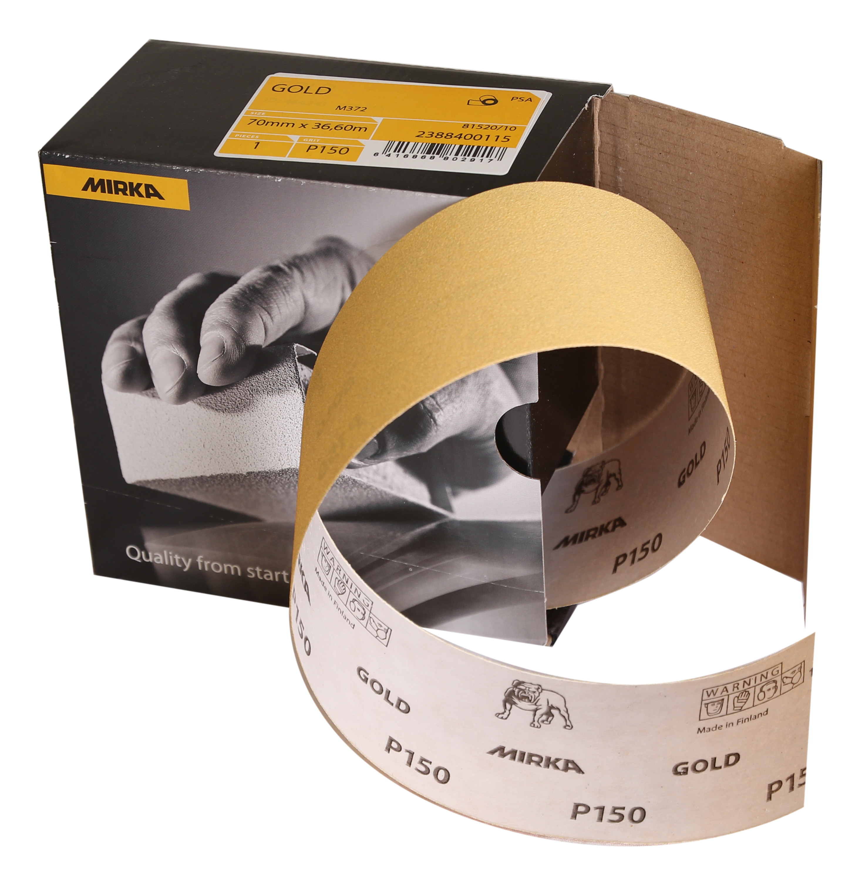 Mirka GOLD 70mm x 36.6m stick roll P320