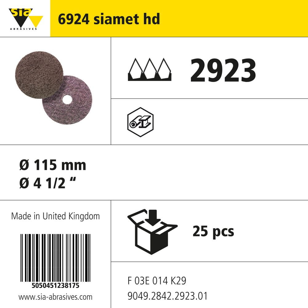 sia Abrasives 6924 siamet hd – SCM-Vliesschleifscheibe – Ø 115 mm, Zentrumsloch herausnehmbar, coarse