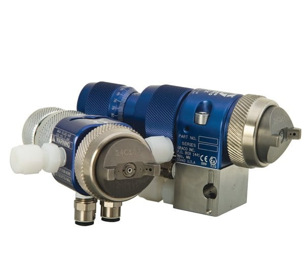 AirPro EFX Auto spray gun with manifold, LVMP, 0.043 in. (1.1 mm) nozzle, stainless steel nozzle, high-precision fluid adjustment knob