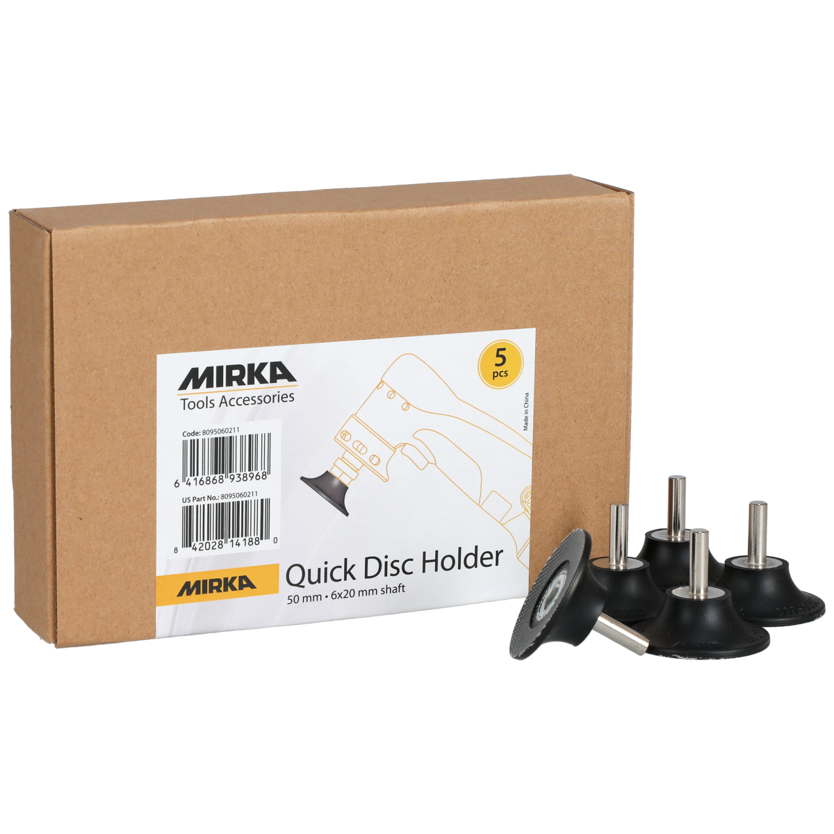 Mirka Quick Disc Halter 50 mm, 6x20 mm shaft, 5/Pack