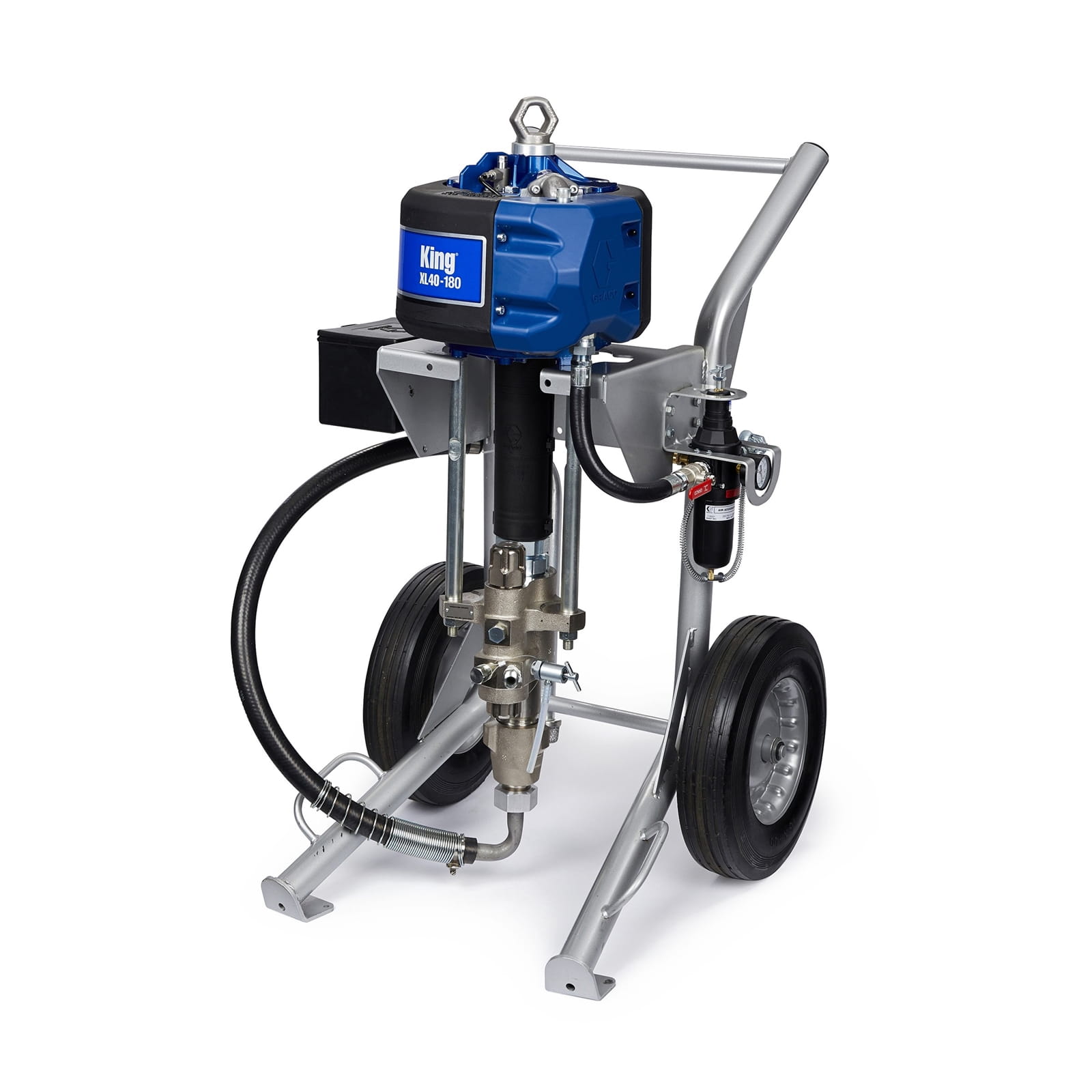 King 40:1 sprayer, integrated filter, robust chassis, air regulator, suction pipe set