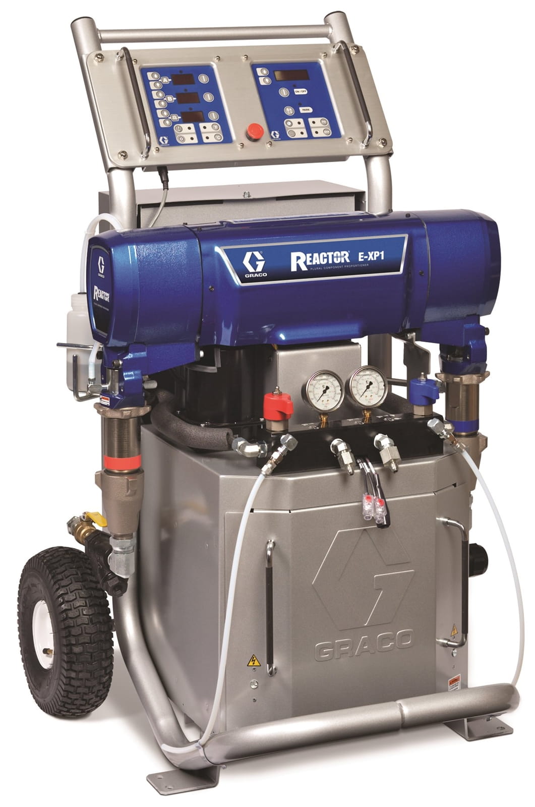 Reactor E-XP1 complete metering system, Fusion AP gun, heated hose with wear protection, 10 kW, 400 V, 3-phase.