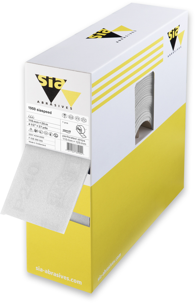 sia Abrasives 1950 siaspeed – siasoft Schleifrolle – 115 mm x 25 m – Perforierung: 125 mm – Typ: Feinstkorn – Körnung 1000