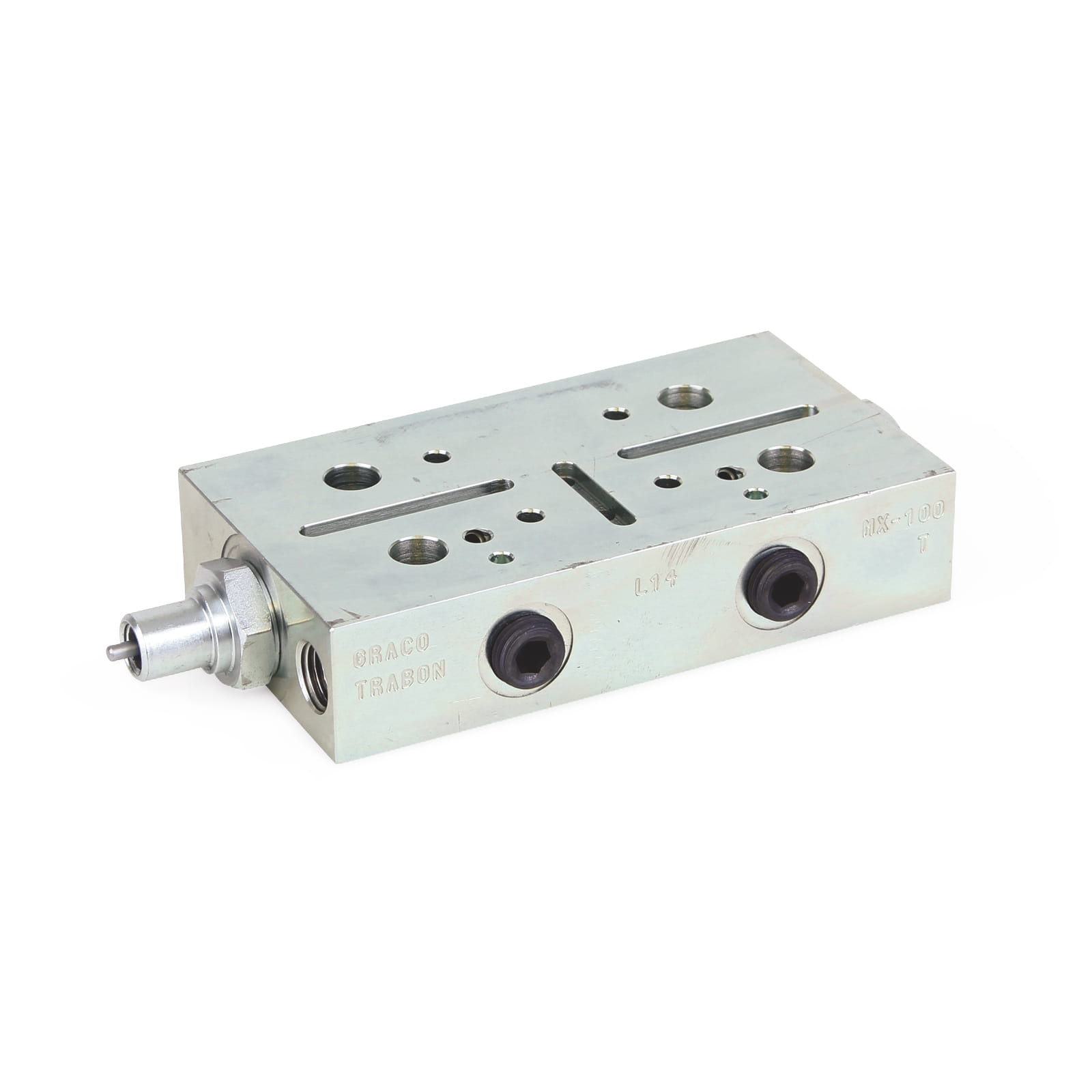 Trabon® MX single-line distributor with left-hand cycle indicator pin - MX-75S - 2.46 cm³ (0.150 in³)