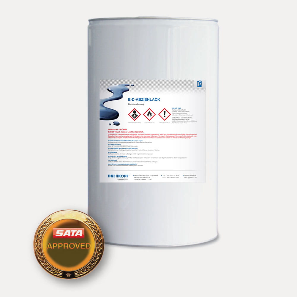 DREHKOPF E-D-ABZIEHLACK W Na bazie rozpuszczalnika, biały 25 litrów – Zmywalna powłoka ochronna do ścian kabin (ochrona ścian)