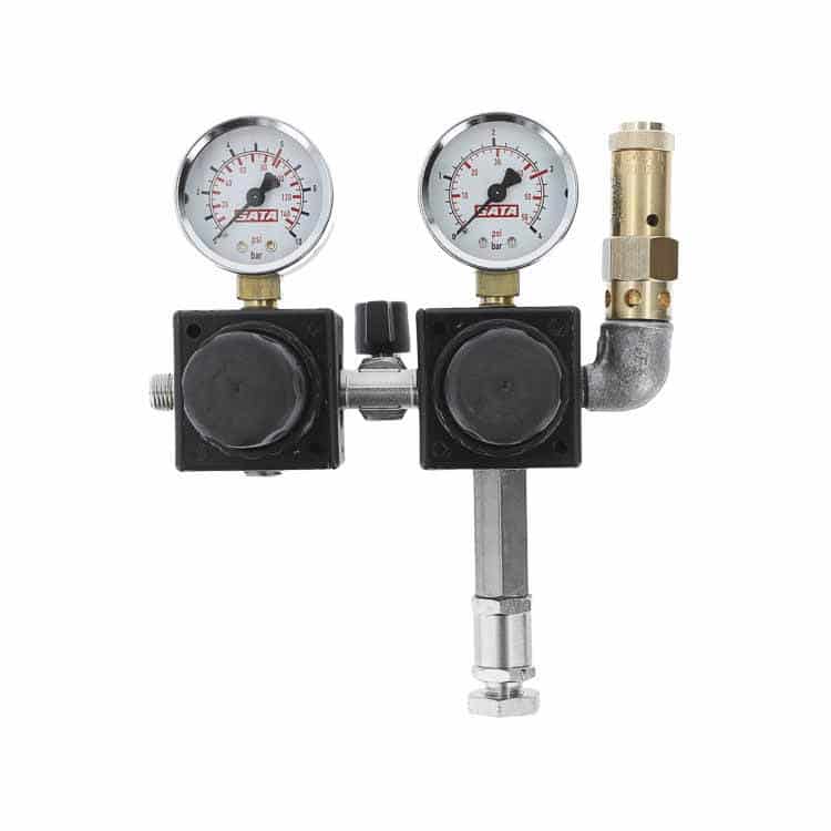 Doppeldruckminderer, kpl. mit Manometer und Sicherheitsventil 3,0 bar [für SATA paint set 10]