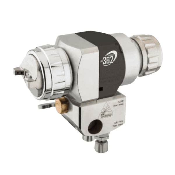 Binks AG362PU-90-05-LFP –  Automatik Spritzpistole: 90, Düse: 0.5 mm, Adapter mit Hebel, Endkappe zur kompletten Nadelöffnung, Verschlussstopfen