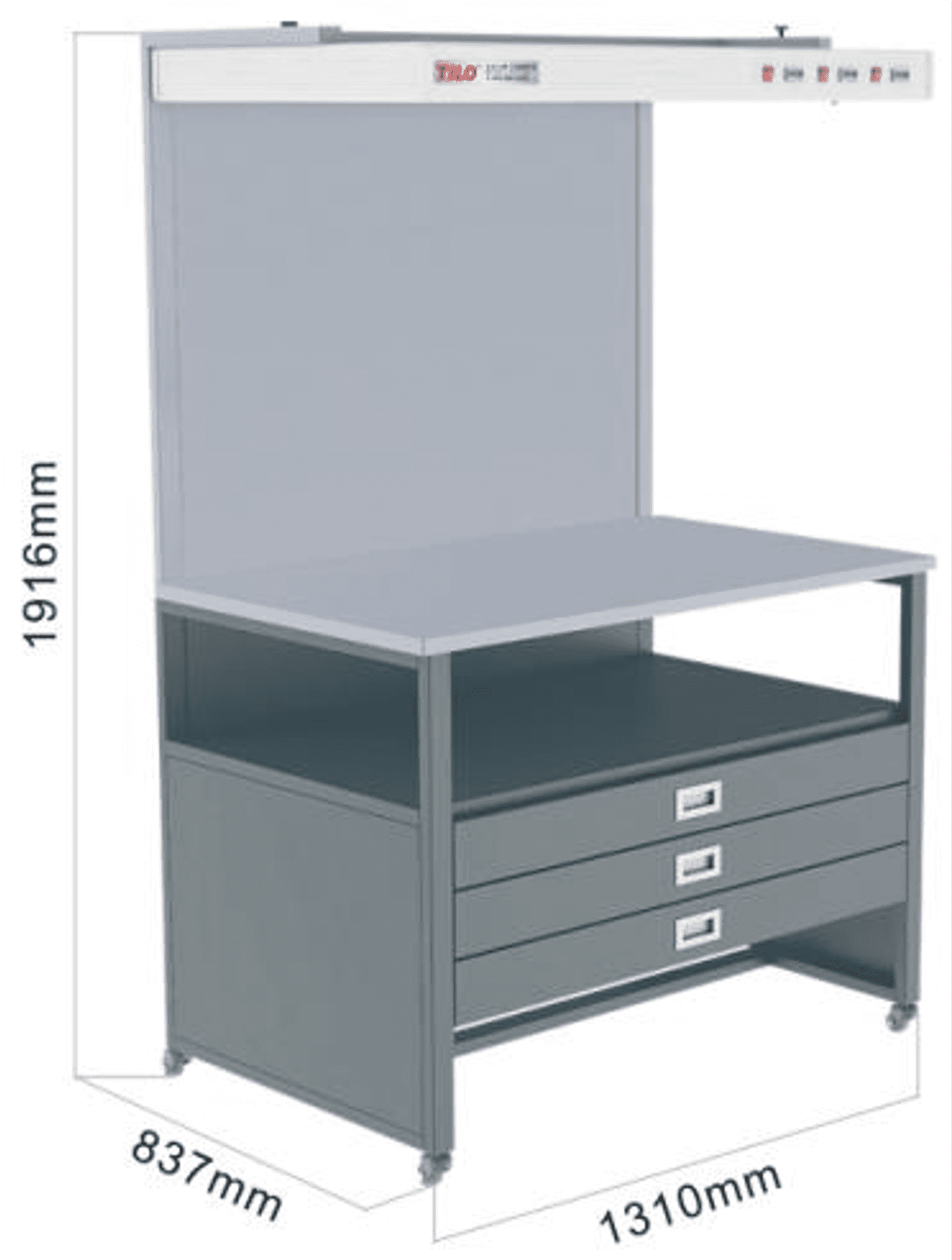 3nh Horizontal Colour Light Table with Drawers CC120-L-2 (D65 & D50) – Design + Features + Light Source: Horizontal table + 3 drawers (similar to Type B) — D65 & D50