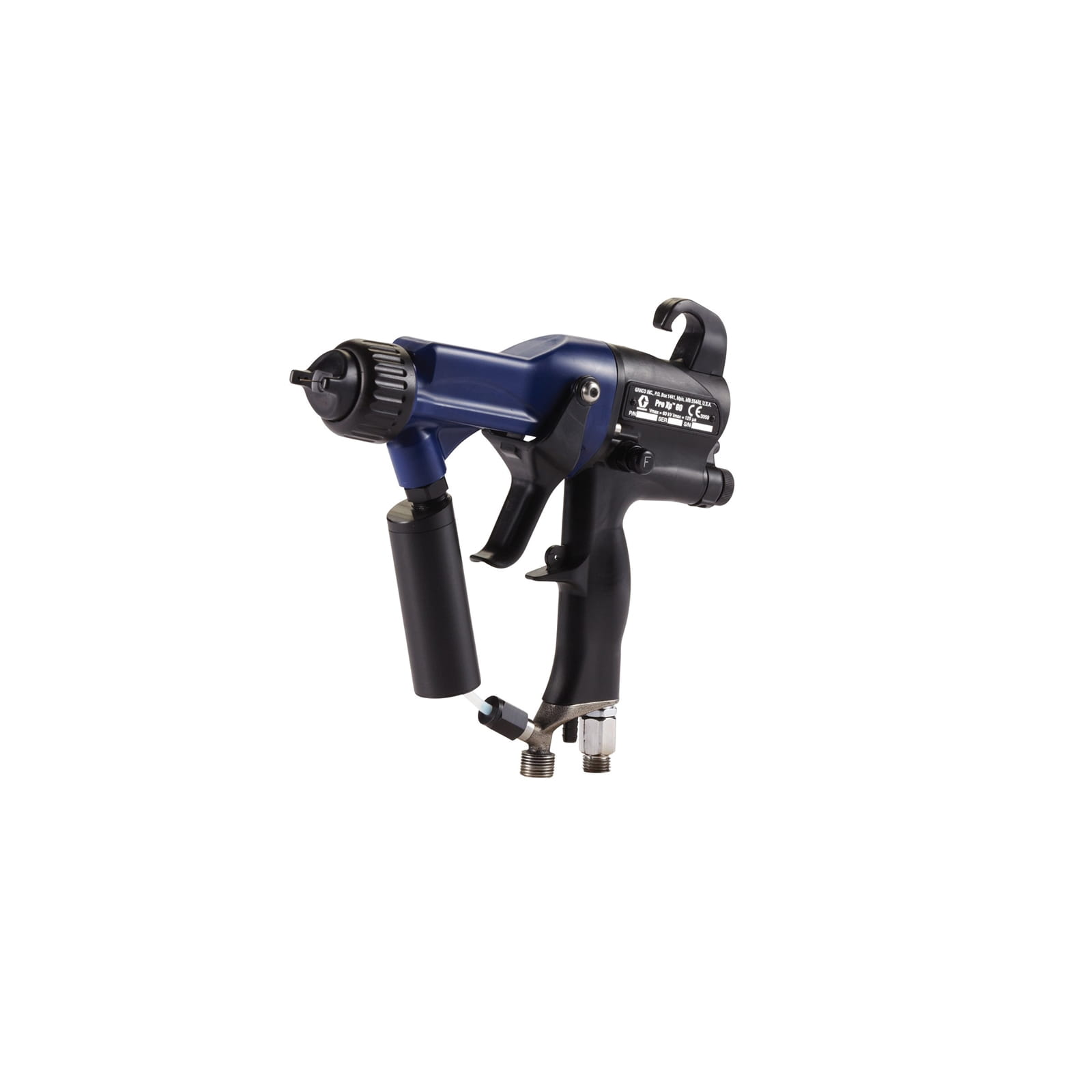 Manual electrostatic air spray gun for highly conductive materials Pro Xp60, 60 kV, 0.055 in (1.5 mm) nozzle, standard display