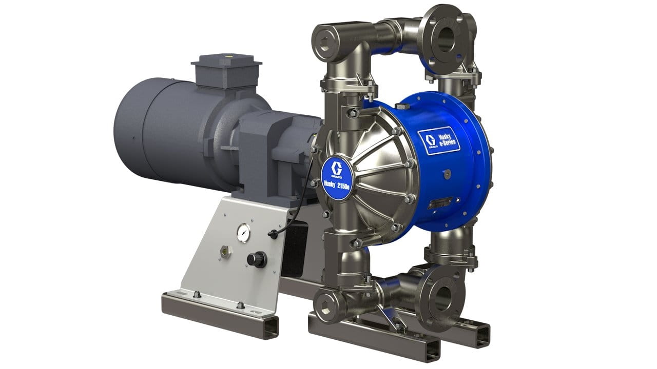 Husky 2150e 51 mm (2") pompe à membrane électrique SS ; moteur CID1 5,0 CV, sans KMPSR, bride centrale, partie centrale en AL, siège en acier inoxydable, bille PT, membrane PT