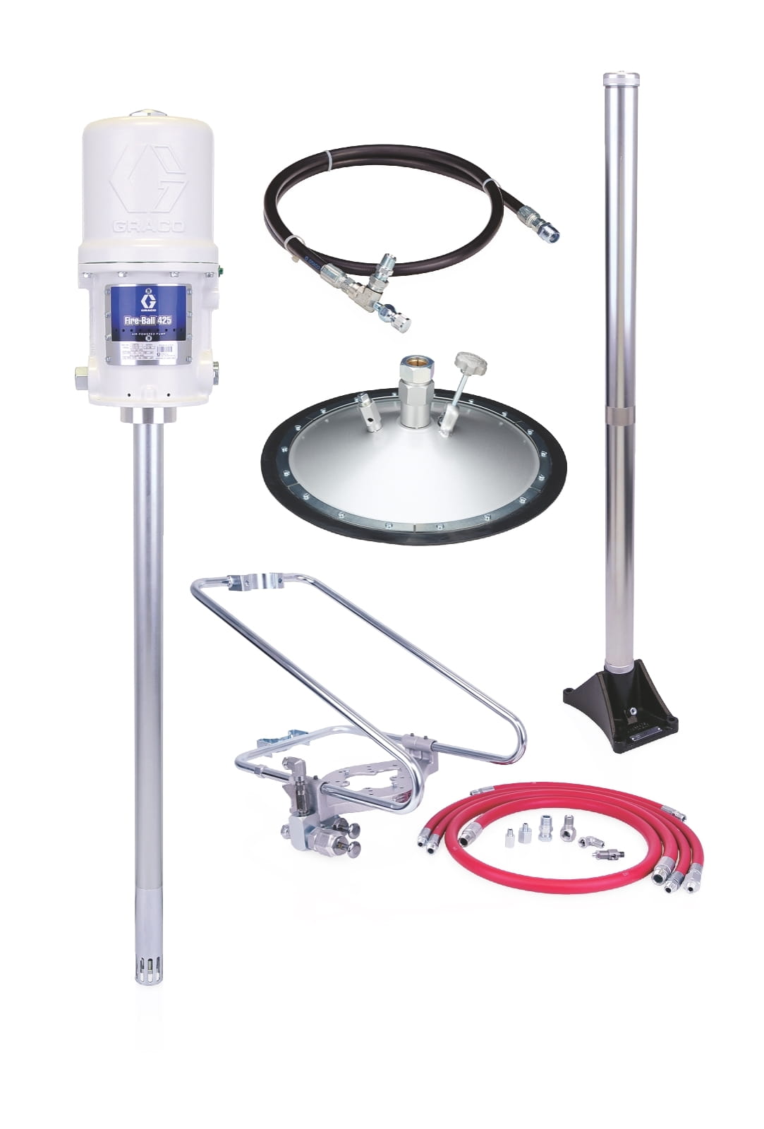 Fire-Ball® Grease Pump 425-Series, 75:1, 181 kg (400 lb), 1/2" x 1.83 m (6') – stationary complete inductor unit