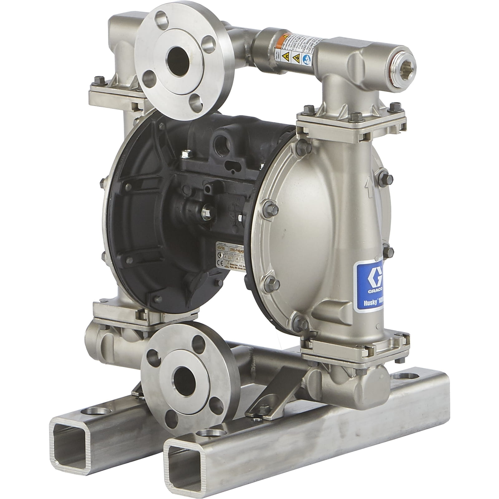 Husky 1050 (horizontal outlet) SS pump, aluminium centre housing, FKM seats, FKM balls and FKM diaphragm