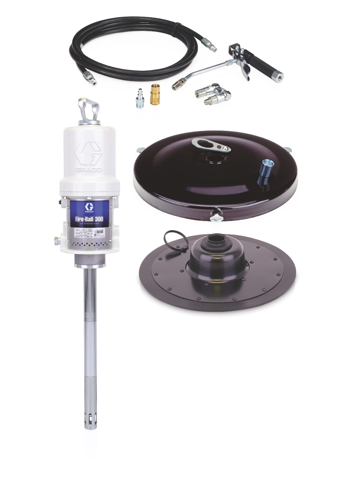 Fire-Ball® 300 Serie 50:1 11,3 bis 23 kg (25 bis 50 lb) Fettpumpe - -Komplettgerät mit tragbarer Abschmierstation