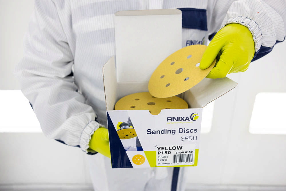 Dischi abrasivi Finixa gialli - Ø 150 mm, 7 fori - P150 - 100 pezzi
