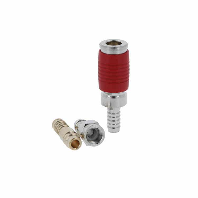 SATA Schnellkupplung, rot mit Schlaucholive 9mm und Schnellkupplungsnippel G 1/4" (Innengewinde) [(je 2 Stück)]