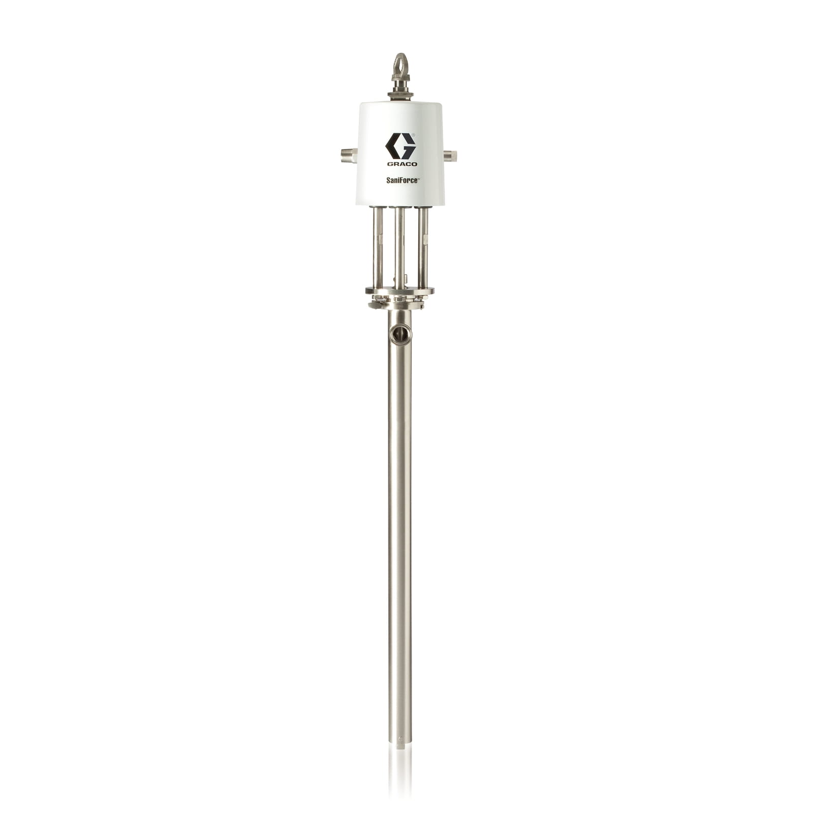 SaniForce two-ball piston pump in container length, 6:1 ratio