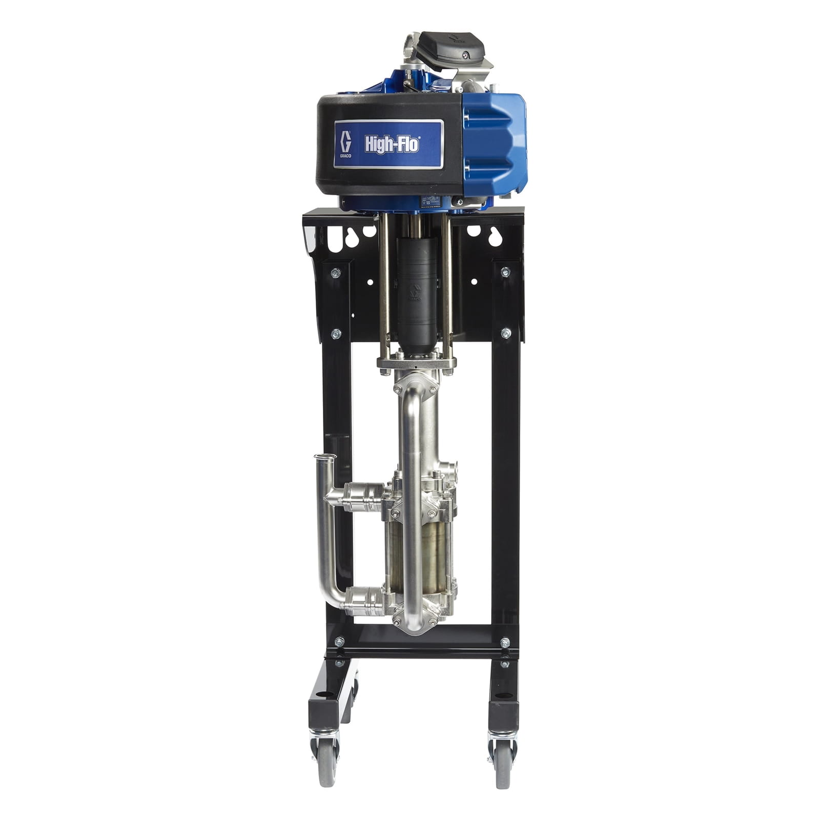 Pompe High-Flo à 4 sphères, acier inoxydable, 3,5:1, orifice d'échappement externe XL, pompe inférieure avec cartouche d'huile fermée, raccords Tri-Clamp, tige/cylindre Ultralife