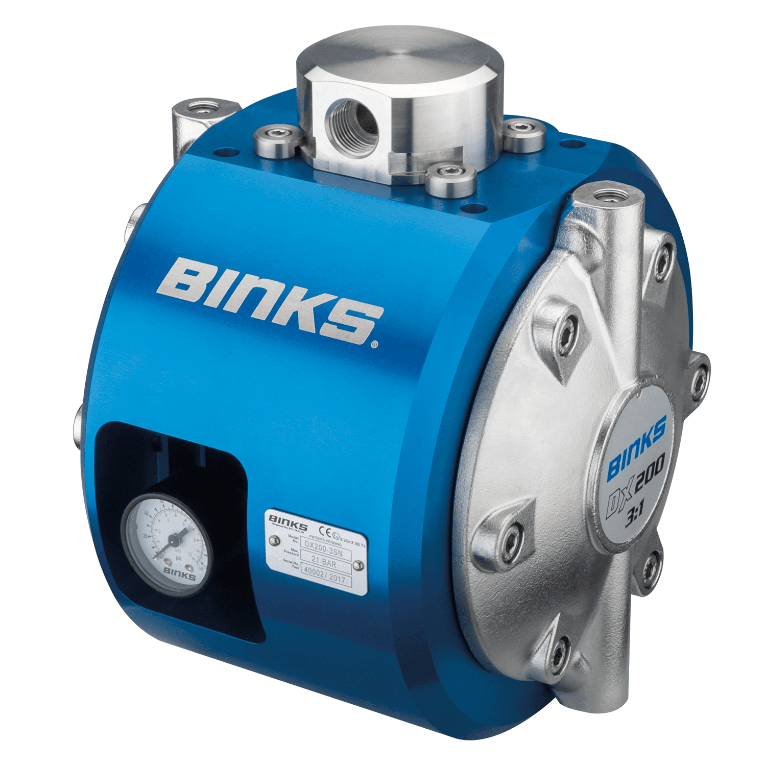 Binks DX200-3 stainless steel diaphragm pump DX200-3SM – base, – large filter Air-operated diaphragm pump with 3:1 ratio