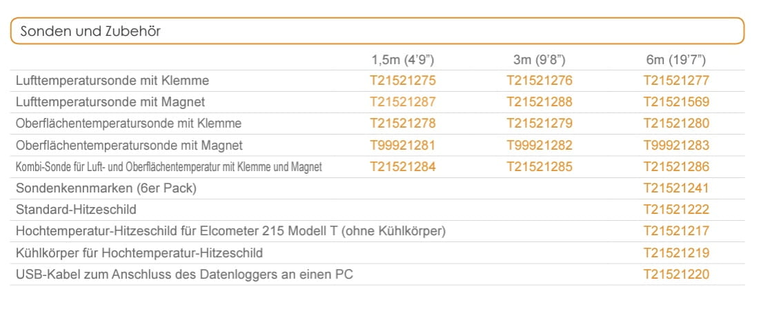 Oberflächentemperatursonde mit Klemme 6m