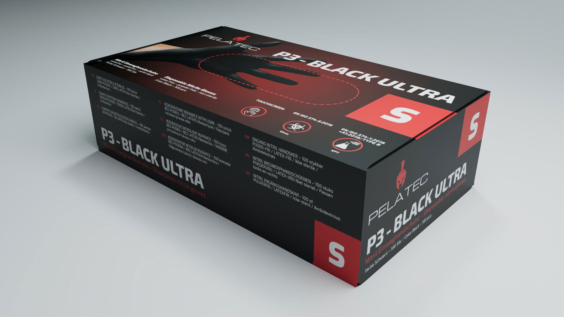 Pelatec P3-Black Ultra Nitrilhandschuhe | Professionelle Schutzkleidung für Lackierer | Größe S