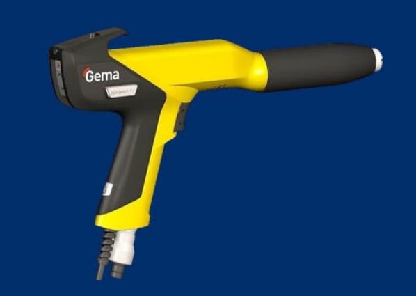 1016971_Gema GEMA Handpistole OptiSelect Pro GM04 – komplett, Polarität negativ, (inkl. Pistolenkabel 6m, Spülluftschlauch 6m, Flachstrahldüse, Bürste und Teile-Set, ohne Pulverschlauch)