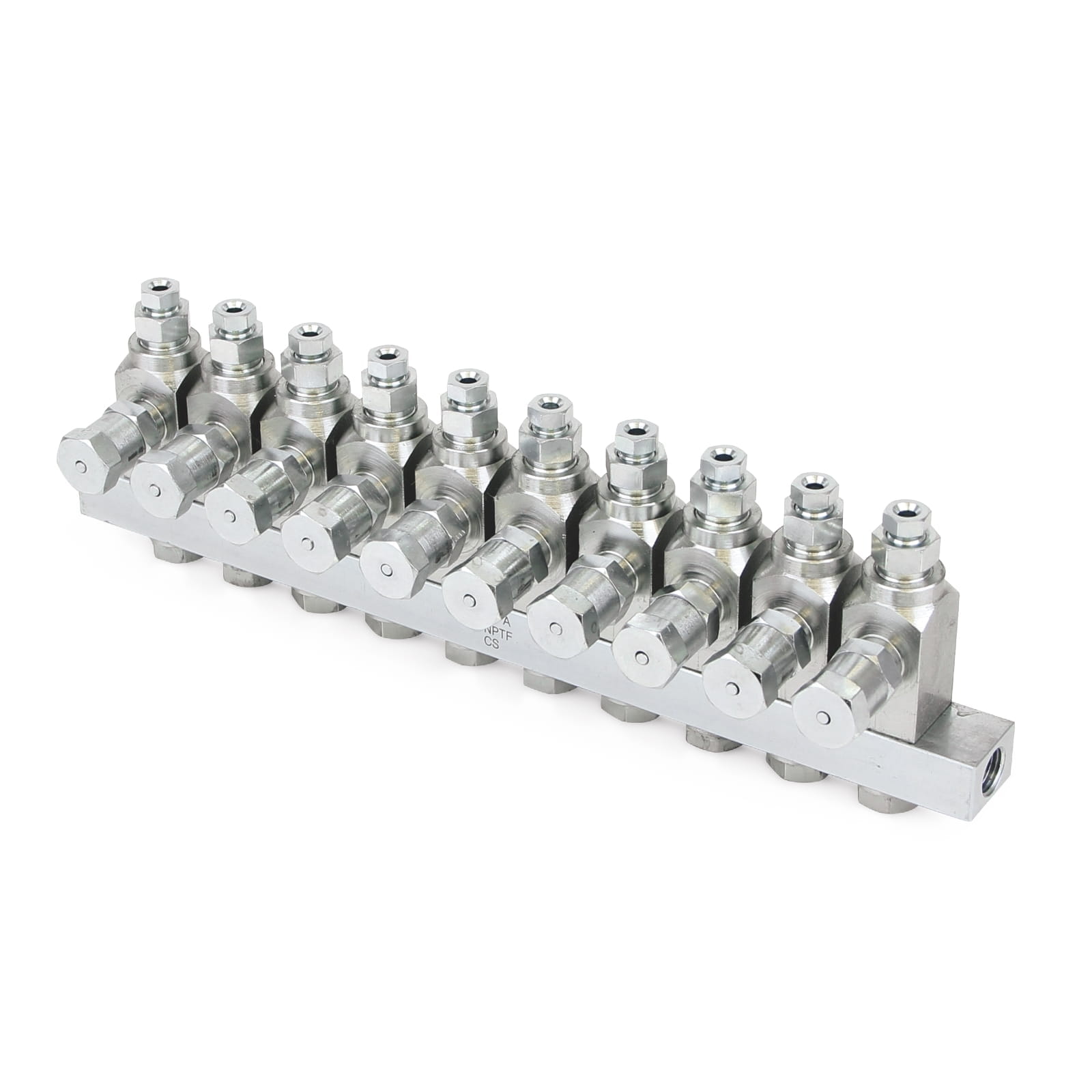 GL-33™ Grease inlet manifold, stainless steel, manifold with 10 inlet manifolds, 1/8 NPT x 1/8