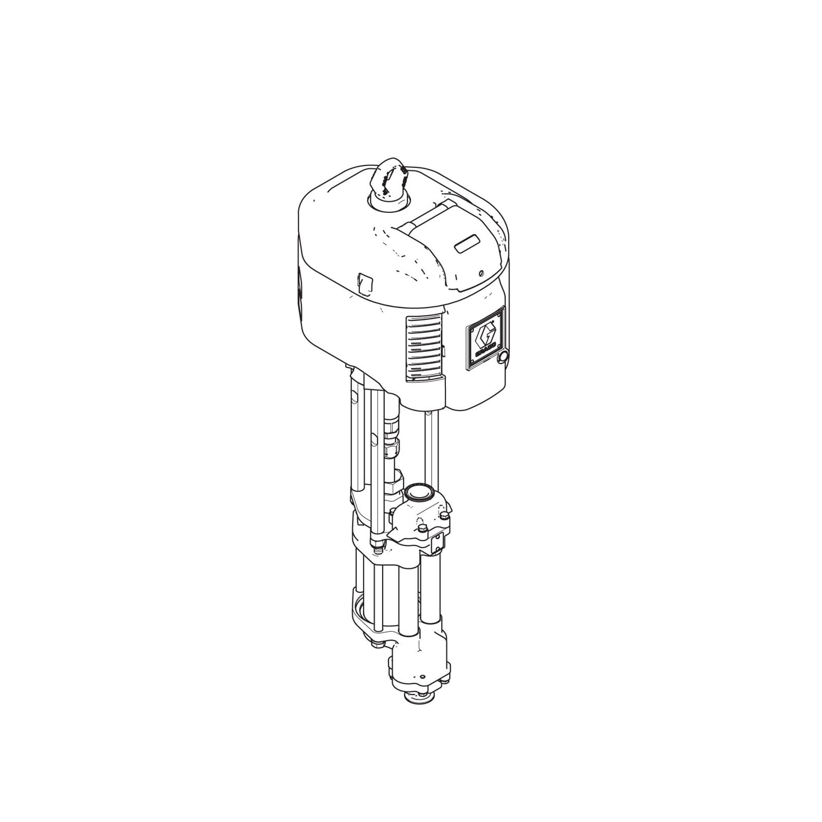 High-Flo 4-ball pump, carbon steel, 3:1, low-noise exhaust system, DataTrak, bottom pump with open oil cup, NPT fittings, Ultralife rod/cylinder