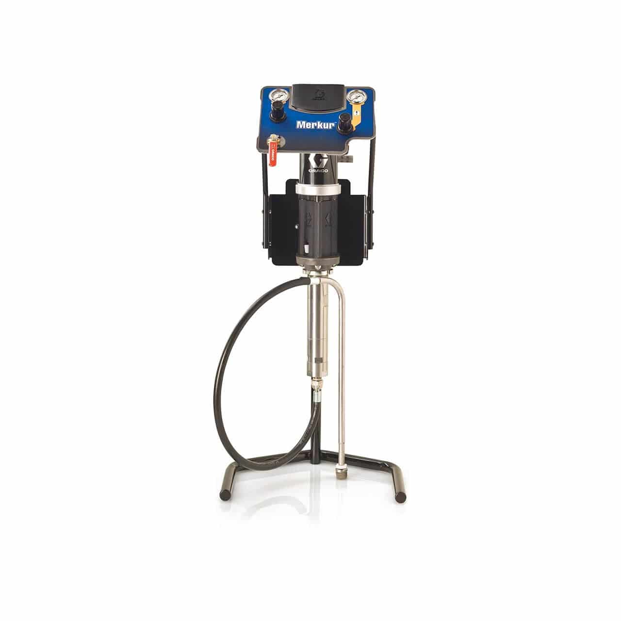 Système complet Mercury 30:1 à assistance pneumatique, débit de produit : 1,5 l/min (0,4 gal/min), montage sur pied, pistolet PerformAA 50-RAC, commande pneumatique de la pompe, tuyau d'air et de produit pour pistolet, filtre de produit, DataTrak