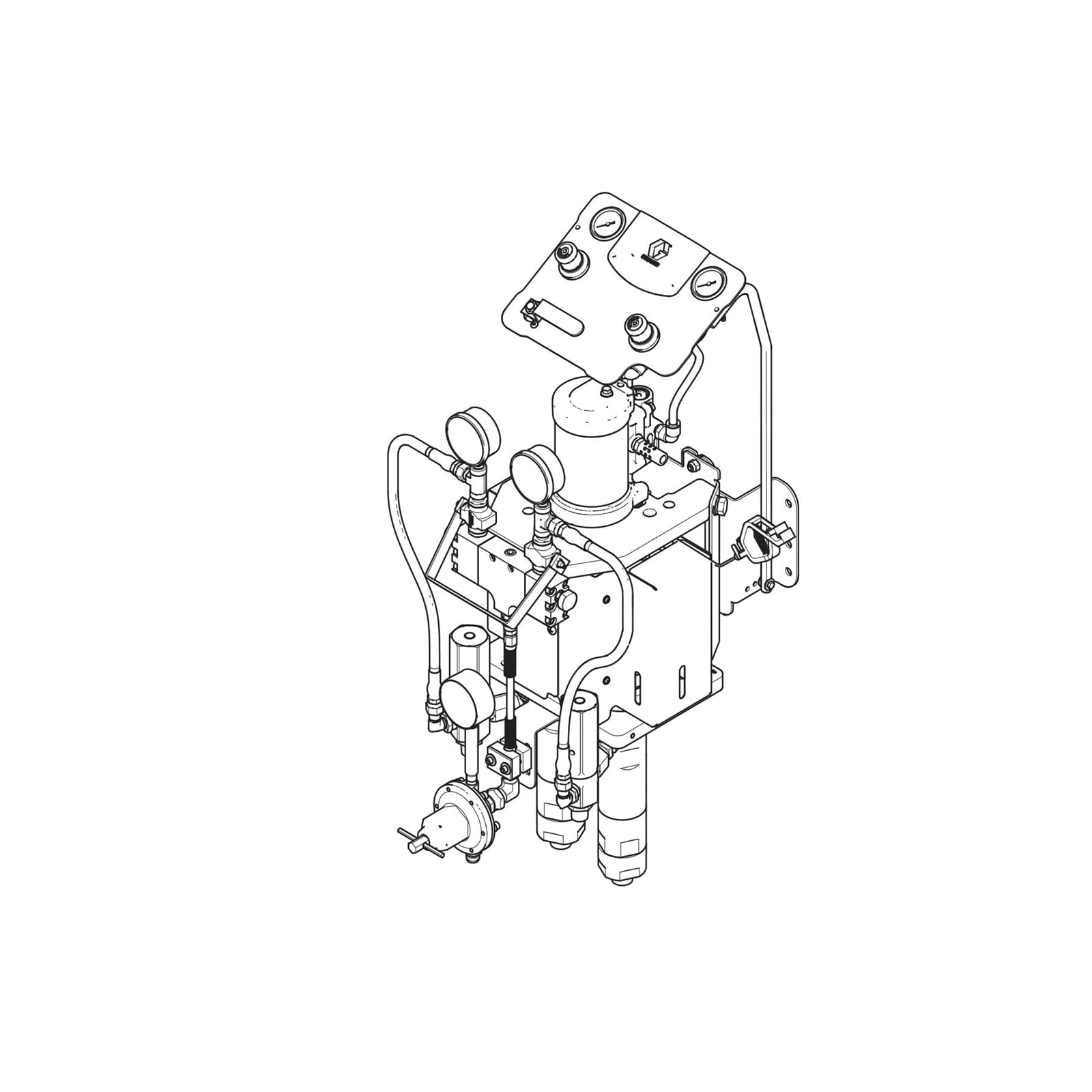 Mechanical airless metering unit 1:1 M2K, wall-mounted and standard mixing block